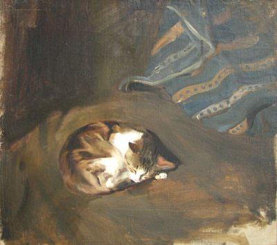 Paul Raud Sleeping cat by Paul Raud oil painting image